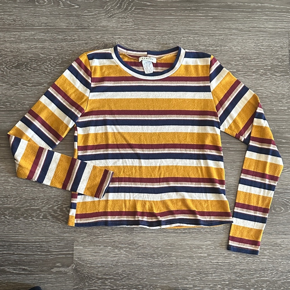 Beware Striped Multicolor Long Sleeve Top